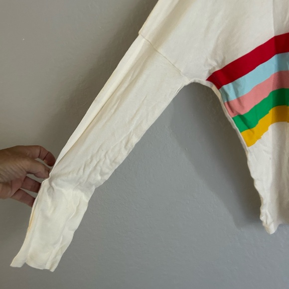 NWOT! EXPRESS Long Sleeve Cropped Rainbow Top! - Picture 4 of 7